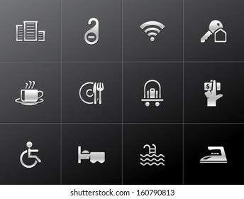 Hotel icons in duo metallic style