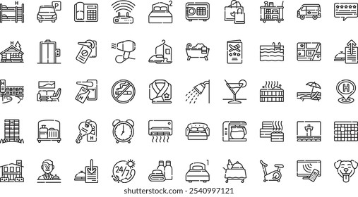 Hotel icons High-Quality Vector Icons Collection with Editable Stroke. Ideal for Professional and Creative Projects.