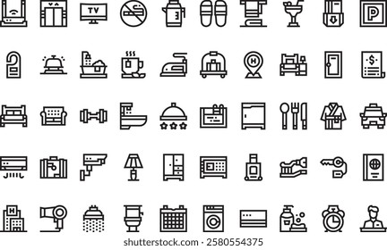 Hotel icons High-Quality Vector Icons Collection with Editable Stroke. Ideal for Professional and Creative Projects