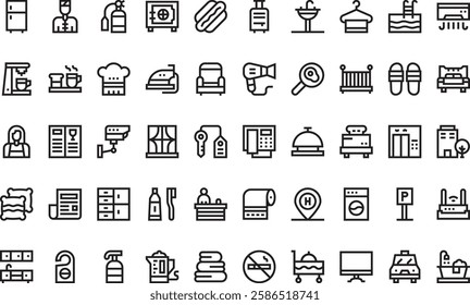 Hotel icons High-Quality Vector Icons Collection with Editable Stroke. Ideal for Professional and Creative Projects.