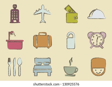 hotel icons over beige background. vector illustration