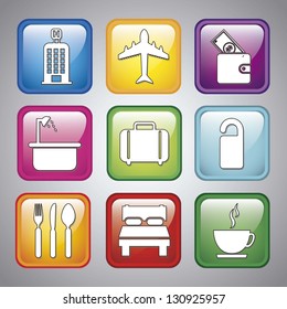 hotel icons over gray background. vector illustration