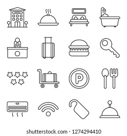 Hotel icons pack. Isolated hotel symbols collection. Graphic icons element