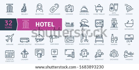 Hotel Icons Pack. Thin line icons set. Flaticon collection set. Simple vector icons