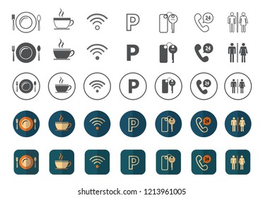 HOTEL ICONS PACK VECTOR ( BLUE THEME )