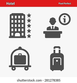 Hotel Icons. Professional, pixel perfect icons optimized for both large and small resolutions. EPS 8 format.