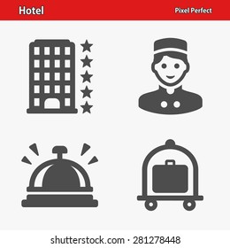 Hotel Icons. Professional, pixel perfect icons optimized for both large and small resolutions. EPS 8 format.