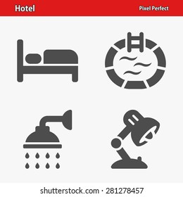 Hotel Icons. Professional, pixel perfect icons optimized for both large and small resolutions. EPS 8 format.