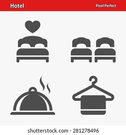 Hotel Icons. Professional, pixel perfect icons optimized for both large and small resolutions. EPS 8 format.