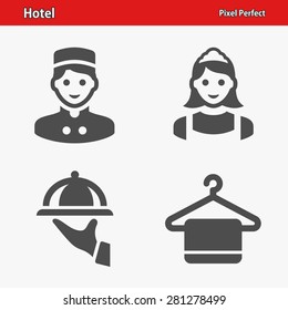 Hotel Icons. Professional, pixel perfect icons optimized for both large and small resolutions. EPS 8 format.