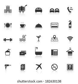 Hotel icons with reflect on white background, stock vector