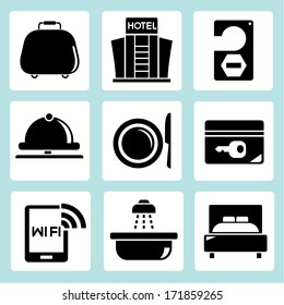 hotel icons set