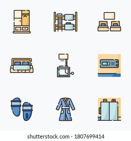 Hotel icons set color with white background - vector