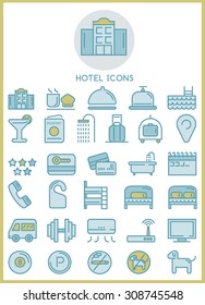 Hotel icons set design concept