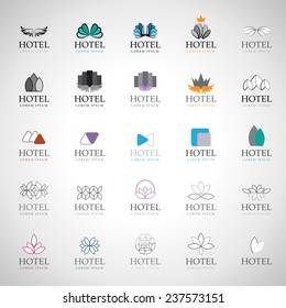 Hotel Icons Set - Isolated On Gray Background - Vector Illustration, Graphic Design, Editable For Your Design
