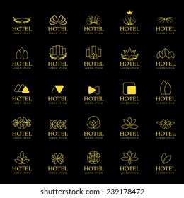 Hotel Icons Set - Isolated On Black Background - Vector Illustration, Graphic Design, Editable For Your Design