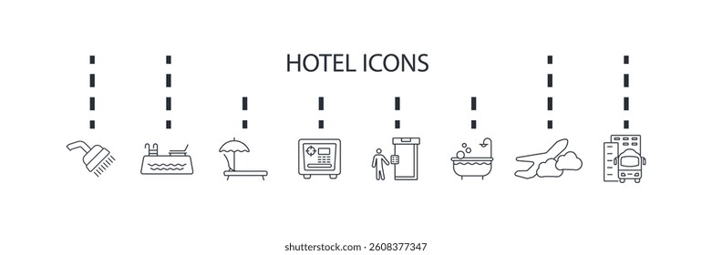 hotel icons set isolated on White Background Flat style design