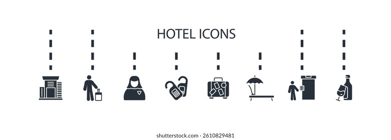 hotel icons set isolated on White Background Flat style design