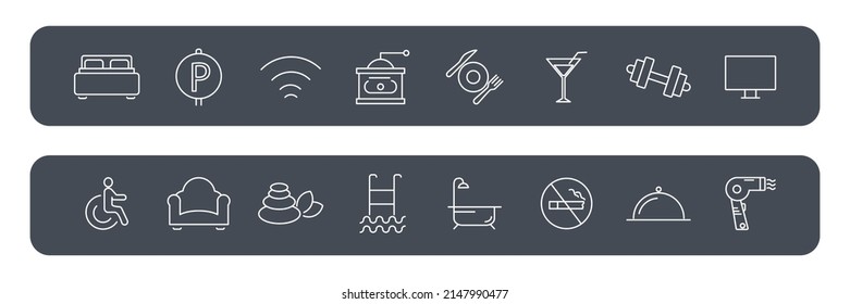 hotel icons set . hotel pack symbol vector elements for infographic web