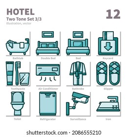 Hotel icons set, Two Tone, vector and illustration set 3