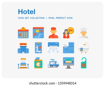 Hotel Icons Set. UI Pixel Perfect Well-crafted Vector Thin Line Icons. The illustrations are a vector.