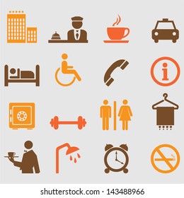 Hotel icons set. Vector