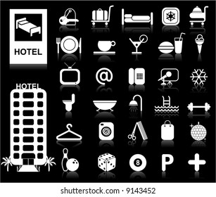 Hotel Icons set - Vector. White series / Easy change colors.