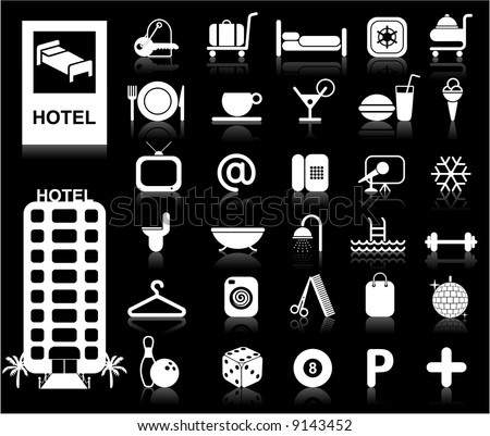 Hotel Icons set - Vector. White series / Easy change colors.