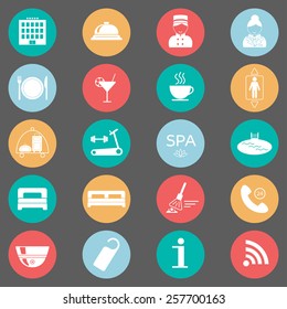Hotel icons. Silhouette. Flat design. vector illustration
