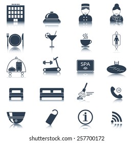 Hotel icons. Silhouette. Isolated. vector illustration
