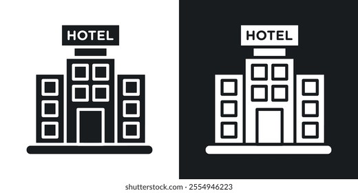 hotel icons in solid black and white colors