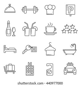 Hotel icons thin line icons set