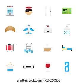 Hotel Icons and Travel Icons. Set of Business Vector Illustration Color Icons Flat Style.