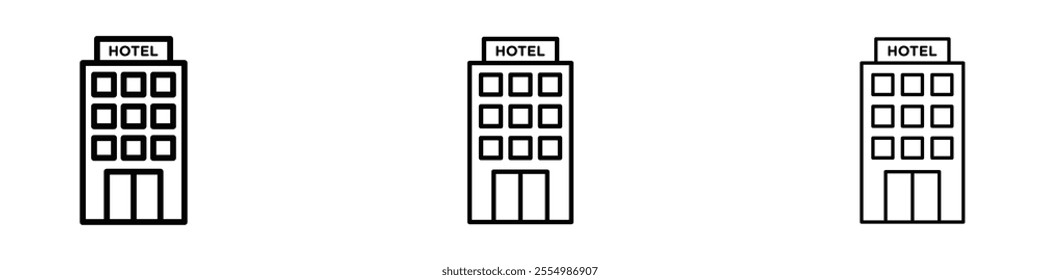 hotel icons in tree different stroke sizes