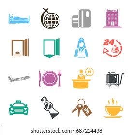Hotel icons, vector