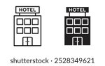 Hotel icons. Vector set in filled and line style.