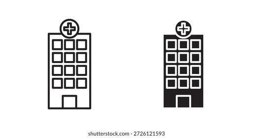Símbolo de Vector de iconos de hotel con trazo editable y versiones planas