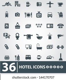 Hotel icons,Gray background version,vector