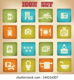 Hotel icons,vintage style,vector