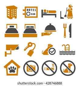 hotel, inn icon set
