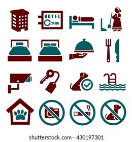 hotel, inn icon set