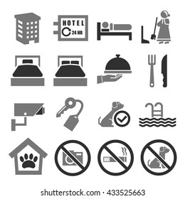 hotel, inn icon set