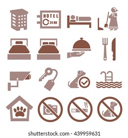 hotel, inn icon set