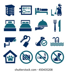 hotel, inn icon set