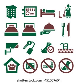 hotel, inn icon set