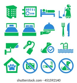 hotel, inn icon set