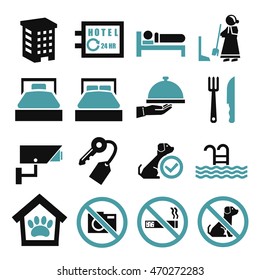 hotel, inn icon set