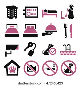 hotel, inn icon set