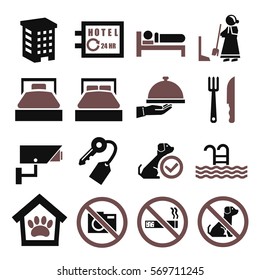 hotel, inn icon set