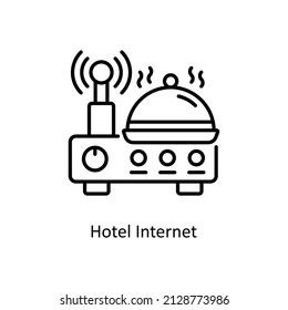 Hotel Internet vector outline icon for web isolated on white background EPS 10 file